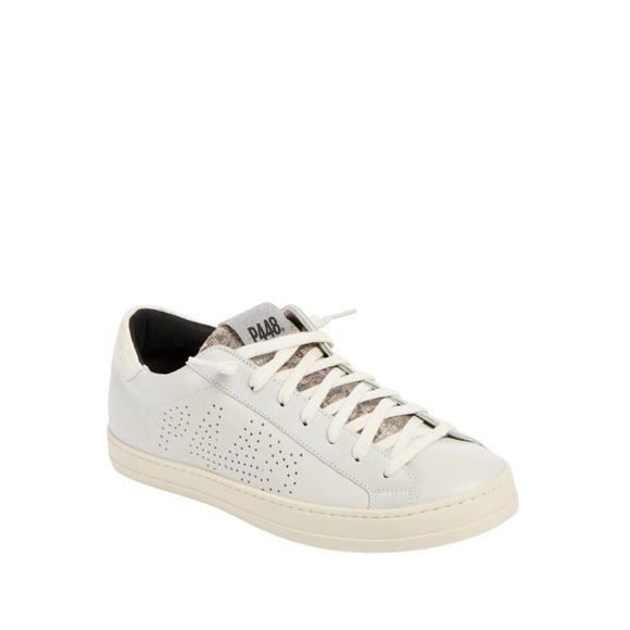 P448 John Guantino White‎ Low Top Leather Sneakers